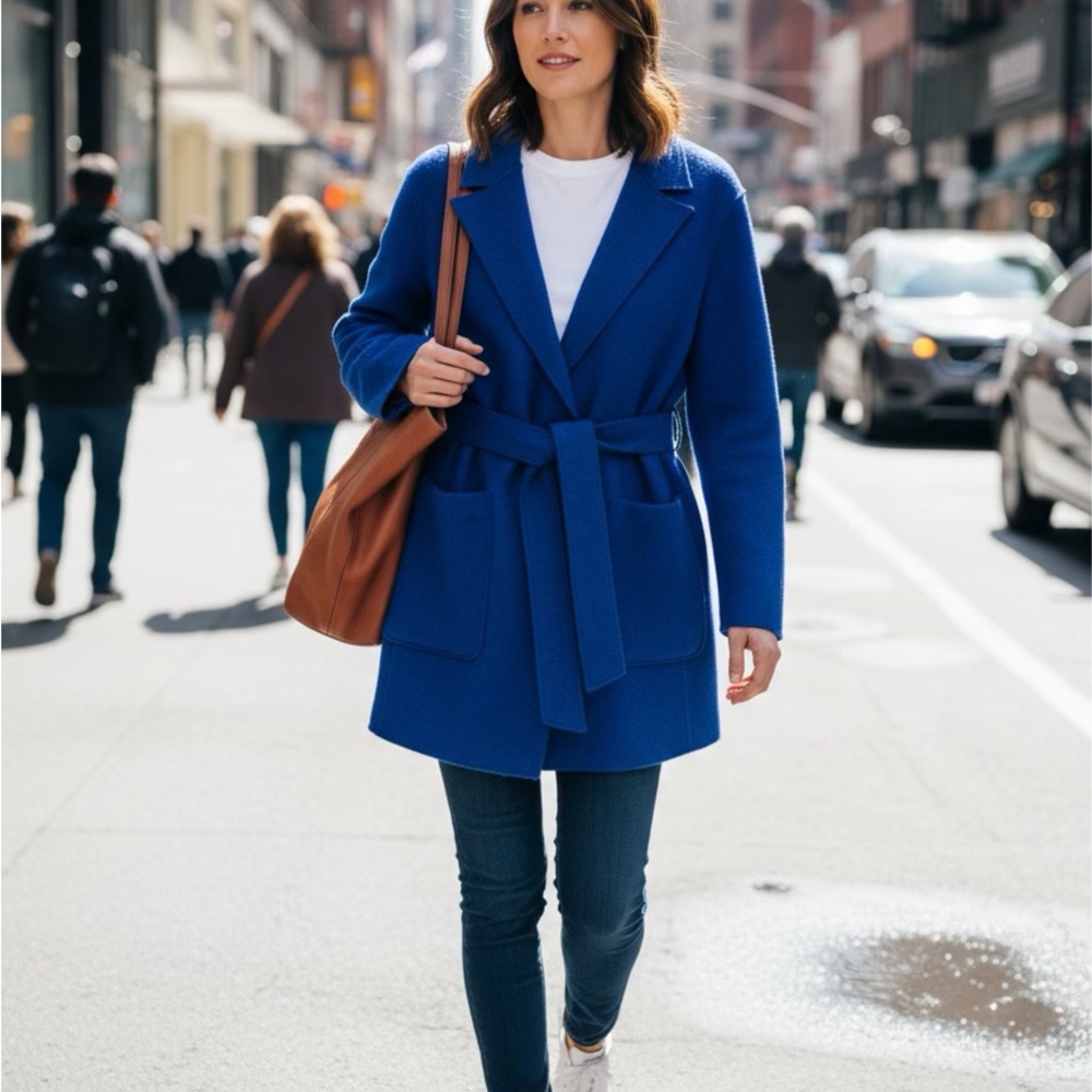 J. CREW ROYAL BLUE BOILED WOOL BELTED COAT SIZE XS ACCEPTING OFFERS
